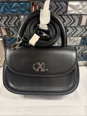 Christian Lacroix Black Leather Crossbody Satchel with Silver Logo